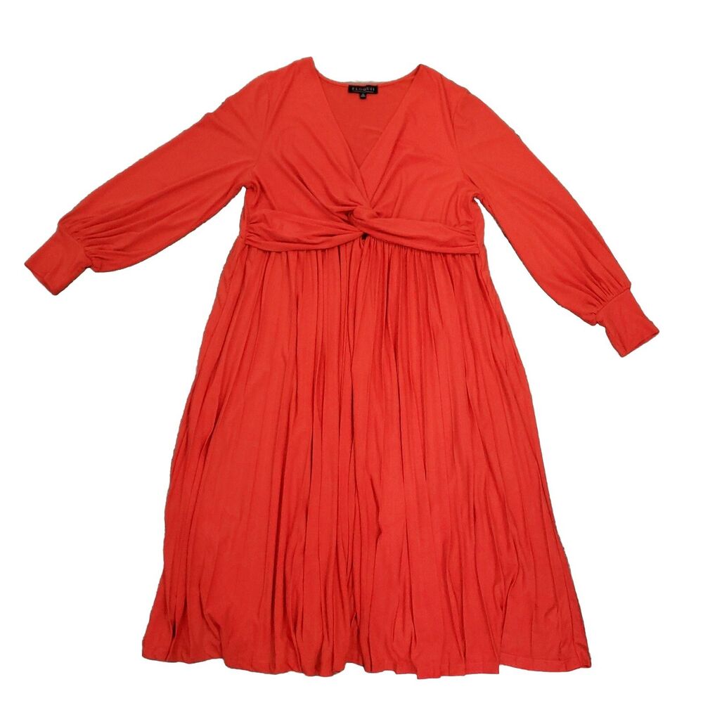 Eloquii Red Longsleeve Midi Dress Romantic Autumn Cocktail Party